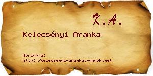 Kelecsényi Aranka névjegykártya