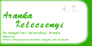 aranka kelecsenyi business card